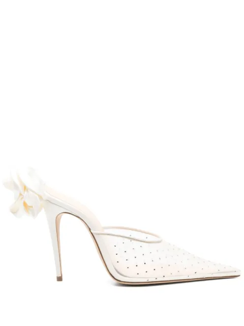Magda Butrym 105mm flower-embellished mules White 533425