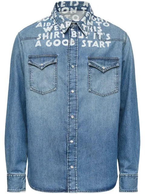 MM6 Maison Margiela slogan-print denim shirt Blue SH2DT0018M30029