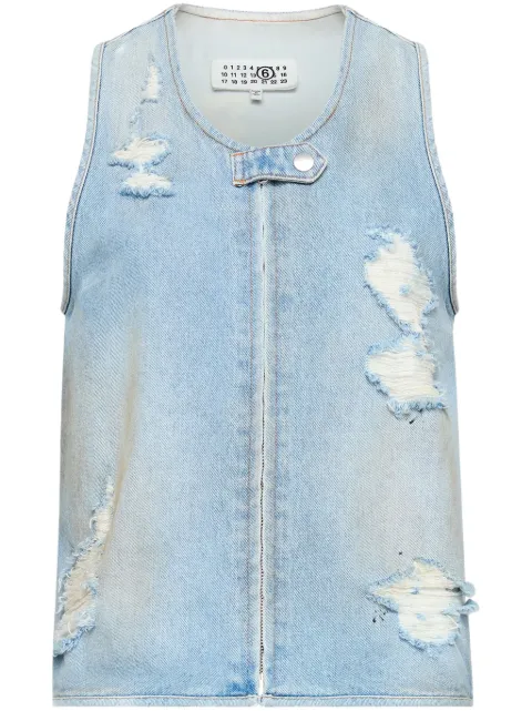 MM6 Maison Margiela distressed effect waistcoat Blue S62FB0072M30018