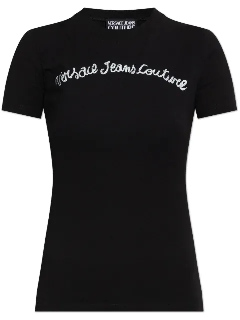 Versace Jeans Couture logo-print T-shirt Black 78HAHC08CJ02C