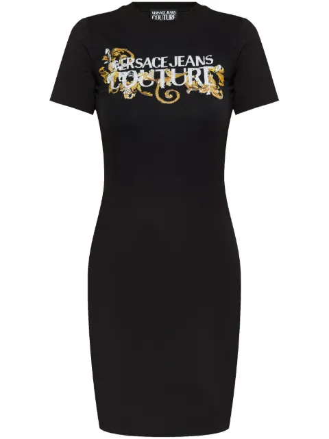 Versace Jeans Couture Crystal Outline Barocco mini dress Black 78HAOC06CJ02C