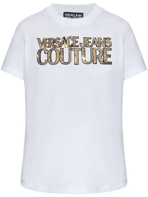 Versace Jeans Couture sequin-embellished T-shirt White 78HAHE02CJ00E