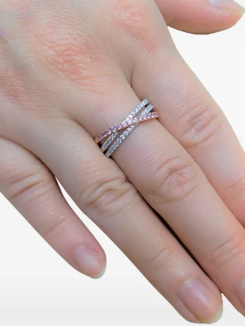 HYT Jewelry 18K white gold diamond stackable ring Silver R739HR