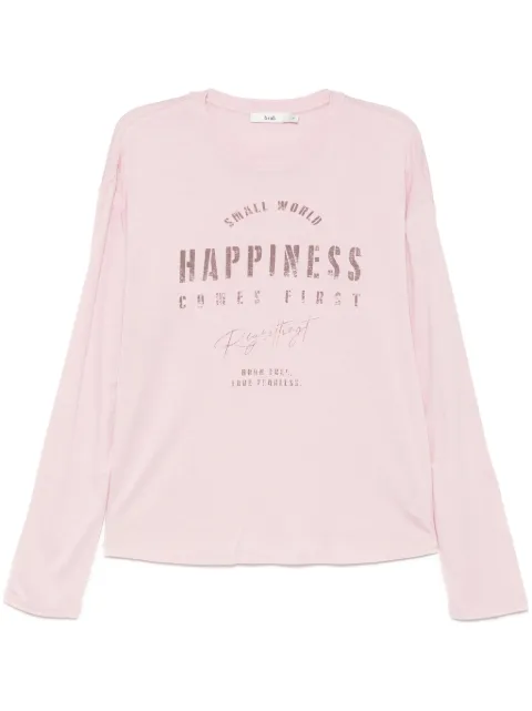 b+ab slogan-print long-sleeves T-shirt Pink 5S602AI