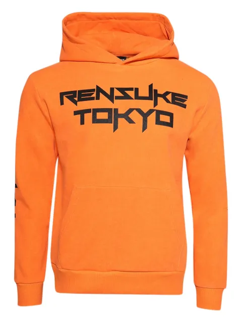 RENSUKE TOKYO logo-print cotton hoodie Orange FDO1