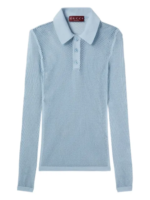 Gucci long-sleeve mesh polo shirt Blue 821084XKEPG
