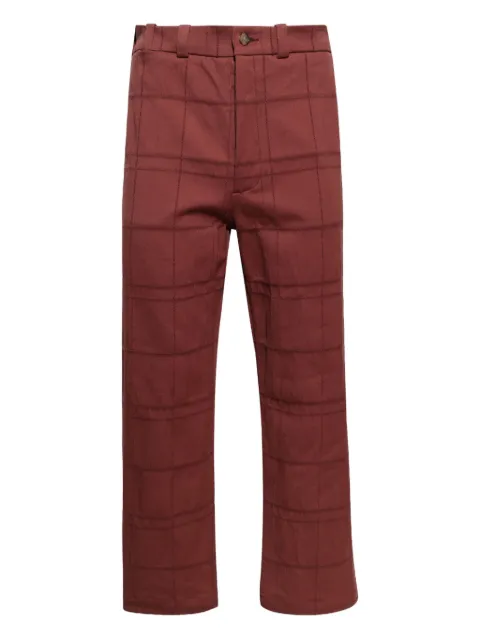 The Elder Statesman checked cotton trousers Brown 250098