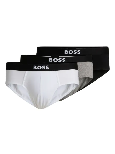 BOSS logo-waistband briefs (pack of three) Black 50546561