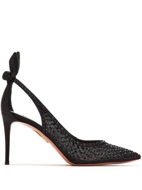 Aquazzura 85mm crystal-embellished pumps Black DCTMIDP0STT000