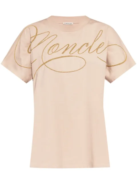 Moncler embroidered cursive-logo T-shirt Pink K10938C0000389AUO