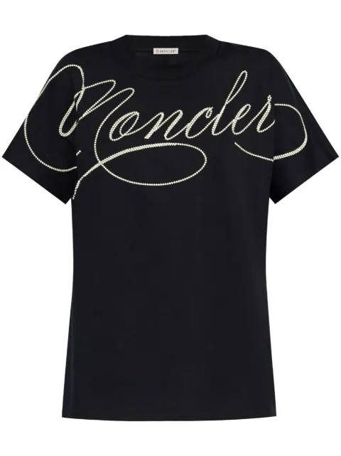 Moncler embroidered cursive-logo T-shirt Blue K10938C0000389AUO