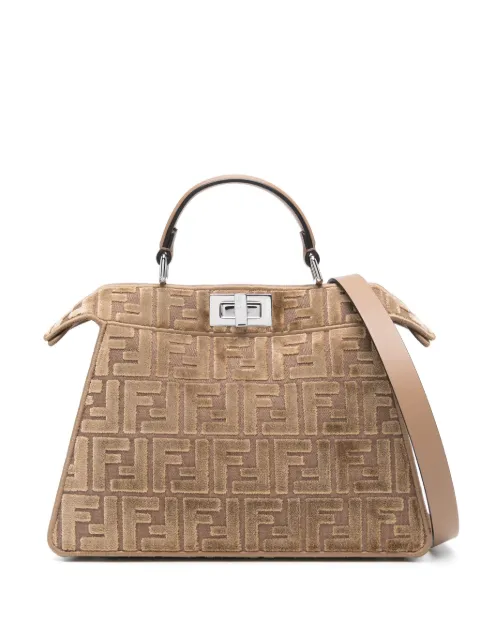 FENDI small Peekaboo ISeeU tote bag Brown 8BN327AT14