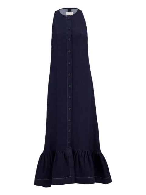 Zeus+Dione ruffled denim maxi dress Blue CLDR0990