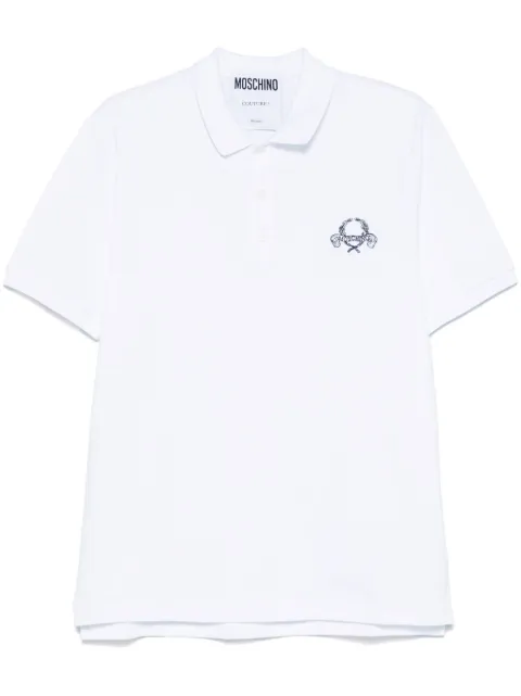 Moschino logo-embroidered polo shirt White A16030242