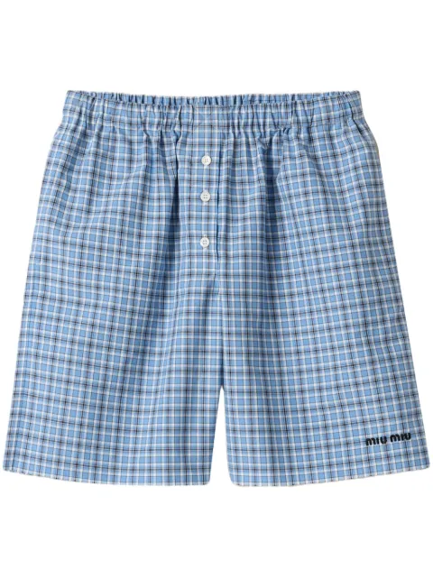 Miu Miu checked poplin boxer shorts Blue SP9460SOOO16MK