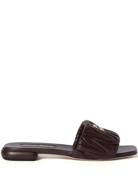 Miu Miu matelassé leather slides Brown 5XX605F01088T