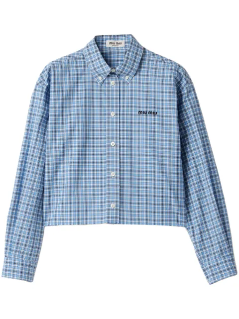 Miu Miu checked poplin shirt Blue MK1659SOOO16MK
