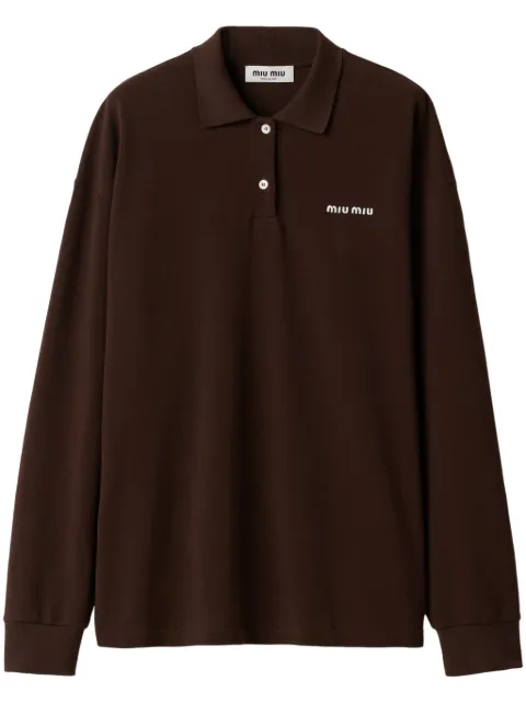 Miu Miu cotton piqué polo shirt Brown MJL019SOOO14RW
