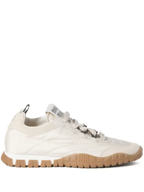 Miu Miu Tyre technical fabric and suede sneakers Neutrals 5E417EF005ZJM
