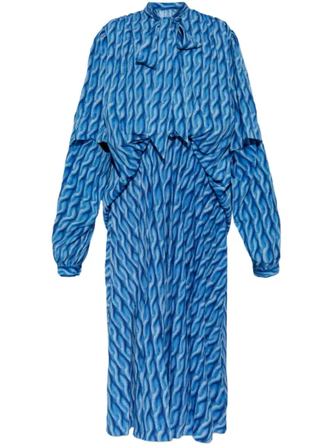Balenciaga cable-knit-print midi dress Blue 814150TRLB4