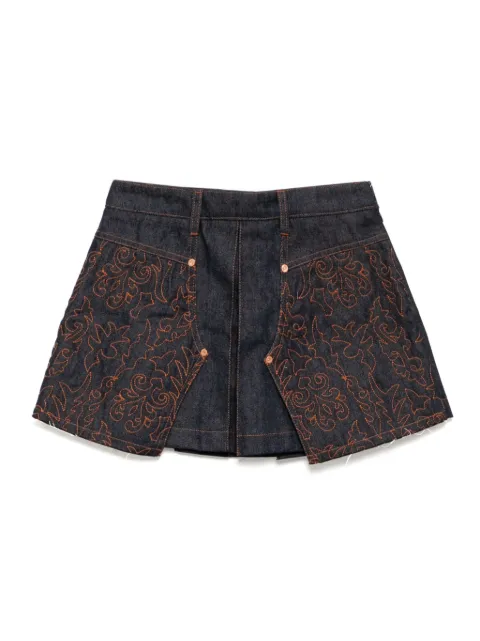 Andersson Bell embroidered panelled pleated denim skirt Blue APA795W
