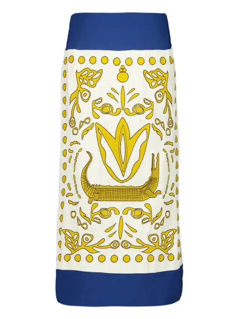 PAULA Elizabeth embroidered-crocodile pencil skirt White ELIZABETH3
