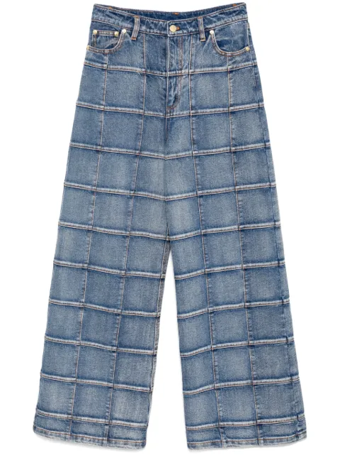 Cynthia Rowley windowpane wide-leg jeans Blue 25S1PT04CO