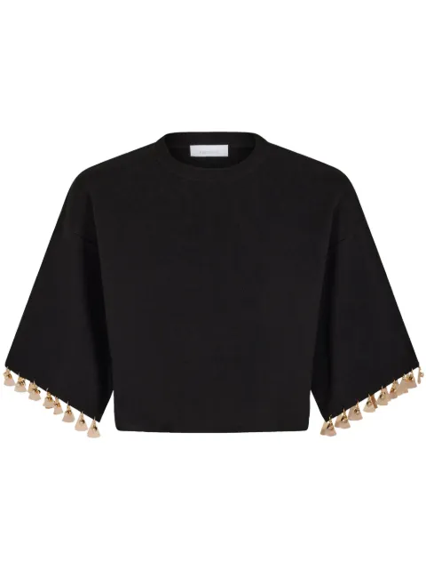 Rabanne knitted cropped T-shirt Black 25EMPU041ML0279