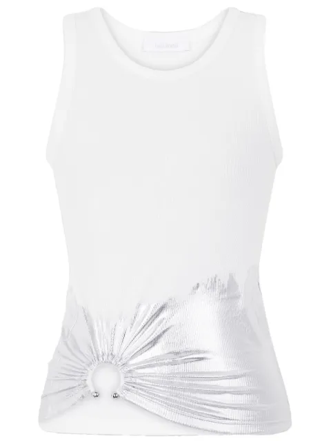 Rabanne piercing-appliqué ribbed tank top White 25EJTE015CO0530