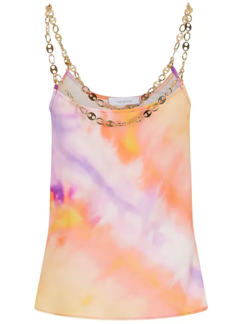 Rabanne printed satin top Orange 25ECTO026PO0337