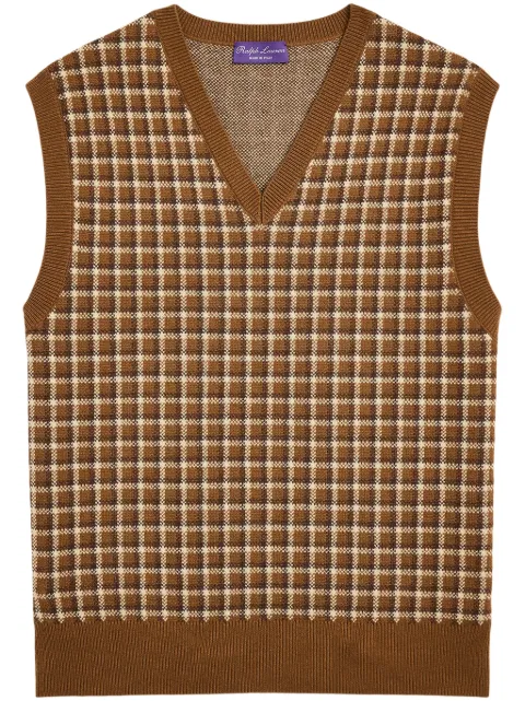 Ralph Lauren Purple Label check-pattern jumper Brown 790957775001