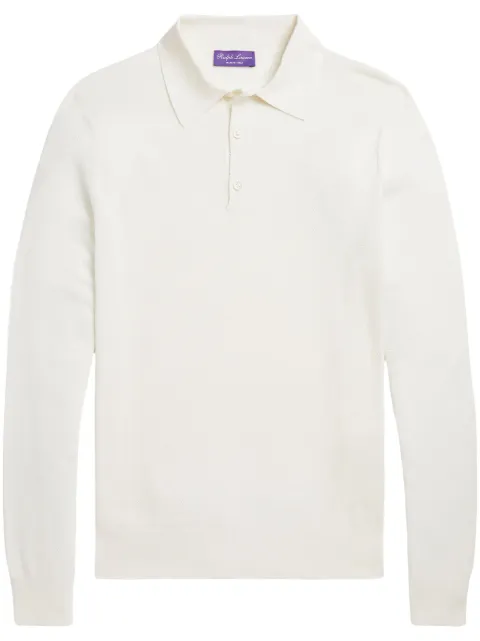 Ralph Lauren Purple Label long-sleeve polo shirt White 790966748002
