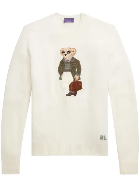 Ralph Lauren Purple Label Polo Bear-embroidery jumper White 790967662001