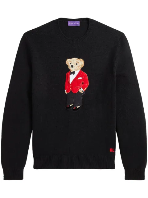 Ralph Lauren Purple Label Polo Bear-embroidered jumper Black 790963300001
