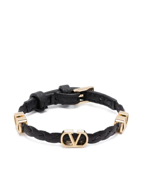 Valentino Garavani VLogo signature braided calfskin bracelet Gold WJ0X71PRH