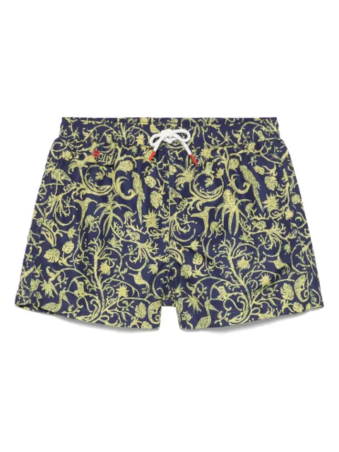 Kiton abstract-pattern print swim shorts Blue UCOM2CK0746F01001