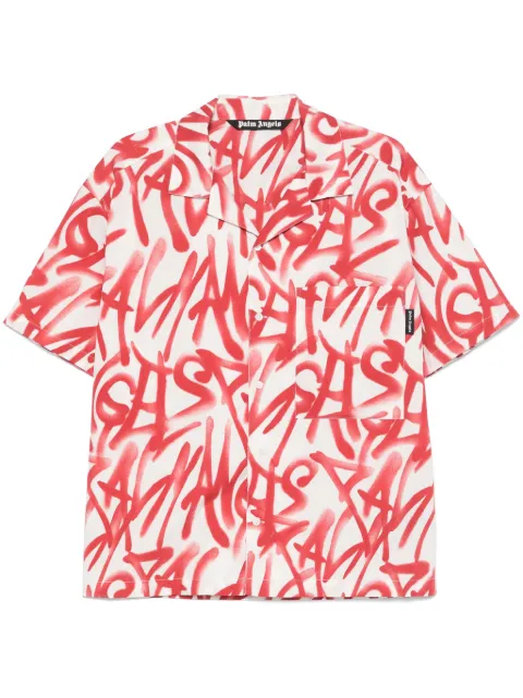 Palm Angels graffiti-print shirt White PMGG00AS25FAB0030325