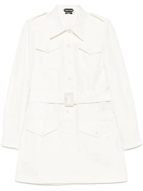 TOM FORD belted shirt mini dress White AB3431FAX1215