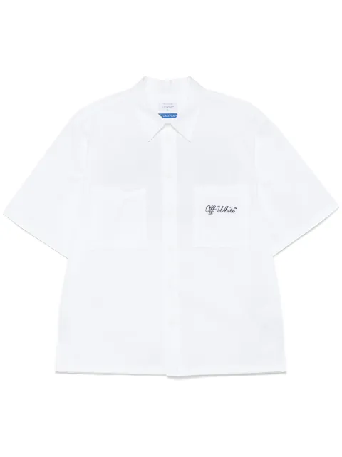Off-White logo-embroidered shirt White OMGG002C99FAB0030110