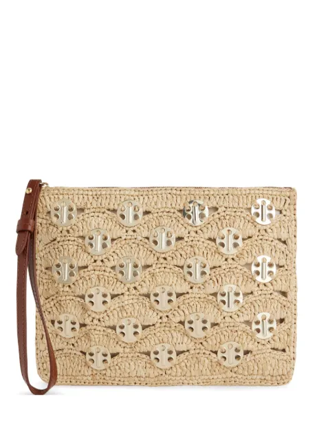 Rabanne lurex-detail clutch bag Neutrals 25ESS0509NAT047