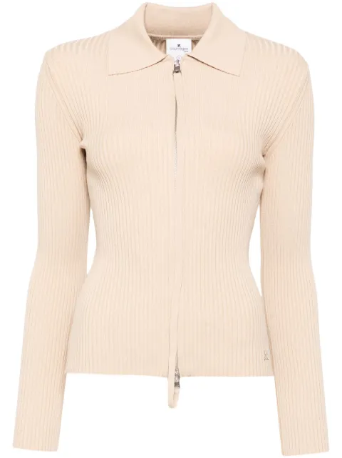 Courrèges Double Zipped Rib Knit tops Neutrals 125MGI026FI0001