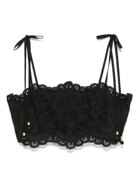 ZIMMERMANN Rhiannon embroidered crop top Black 4245TSS251