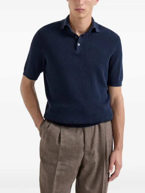 Brunello Cucinelli ribbed-knit polo shirt Blue M29400005CW425