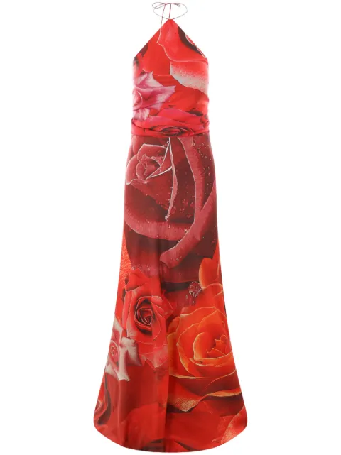 Roberto Cavalli Garden Rose-print maxi dress Red UKT1234QN48