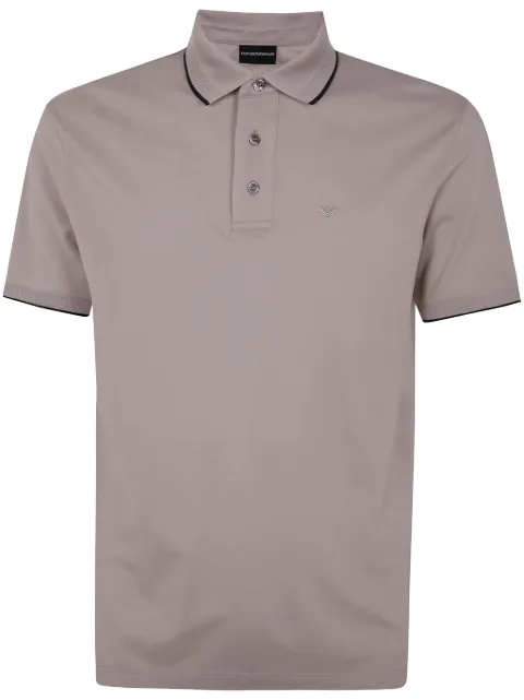 Emporio Armani embroidered-logo cotton polo shirt Neutrals EM000858AF12955