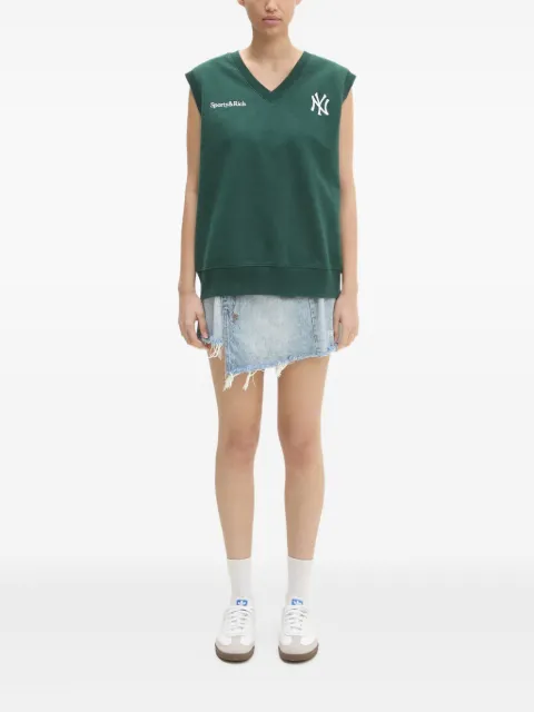 Sporty & Rich Yankees Serif V-neck logo-embroidered top Green ST045505300GR10