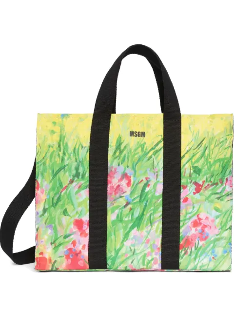 MSGM printed tote bag Green 3842MDZ11878