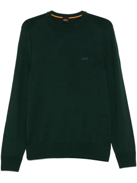 BOSS logo-embroidered sweater Green 50501762