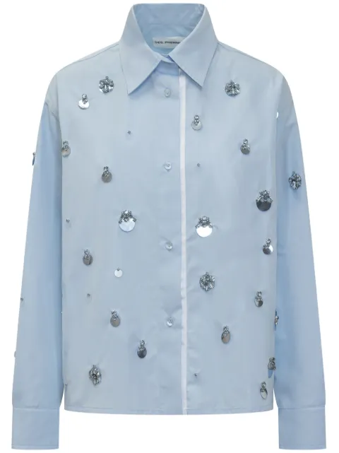 DES PHEMMES crystal-embellished shirt Blue D103CP