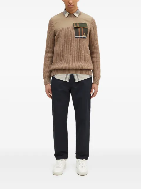 Baracuta x Barbour Miller ribbed panelled-pocket jumper Brown BRMAG0191UF0608